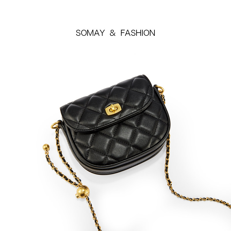 somay 2020新款潮黑色小香风链条包 somay女士包袋