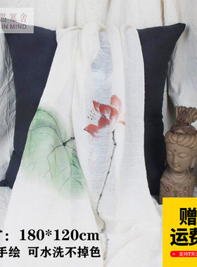 女士长款棉麻古风手绘汉服围巾仙