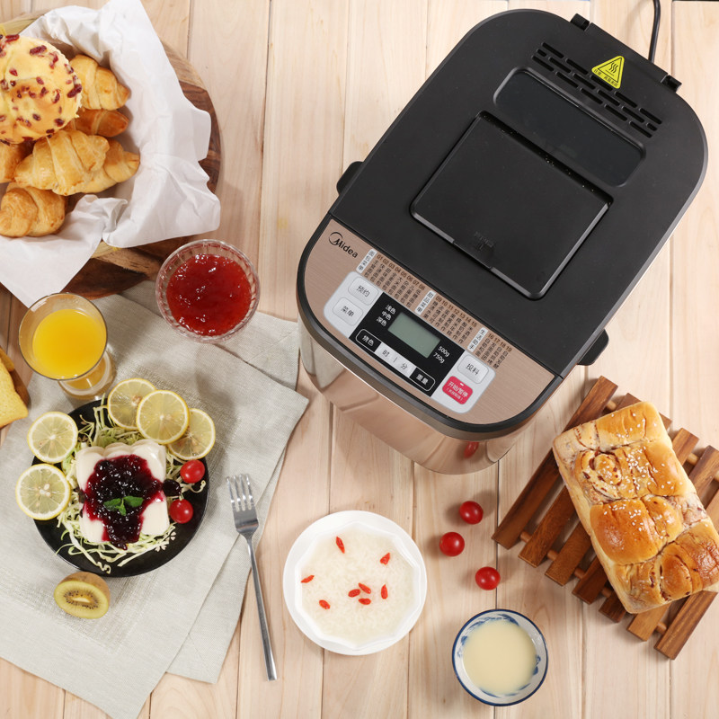 midea /美的面包机双撒果料酵母 美的桥一面包机