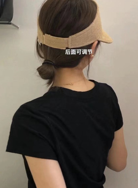 韩国欧尼同款亚麻空顶帽太阳帽子