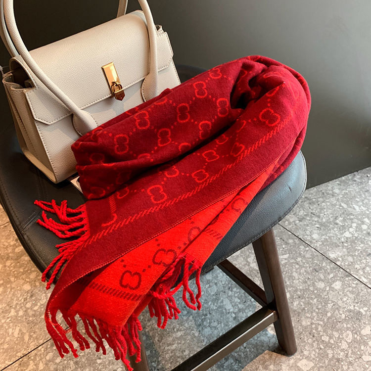 小香新年红色结婚双面仿羊绒围巾女冬季韩版百搭加厚保暖围脖披肩,淘宝优惠券,粉丝福利购,淘宝优惠卷