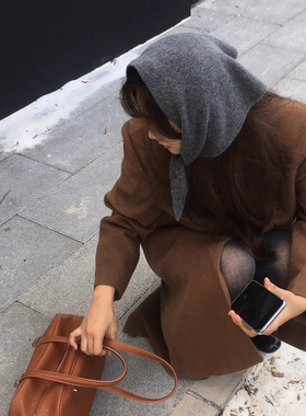 100%全羊毛针织绿色三角围巾头巾