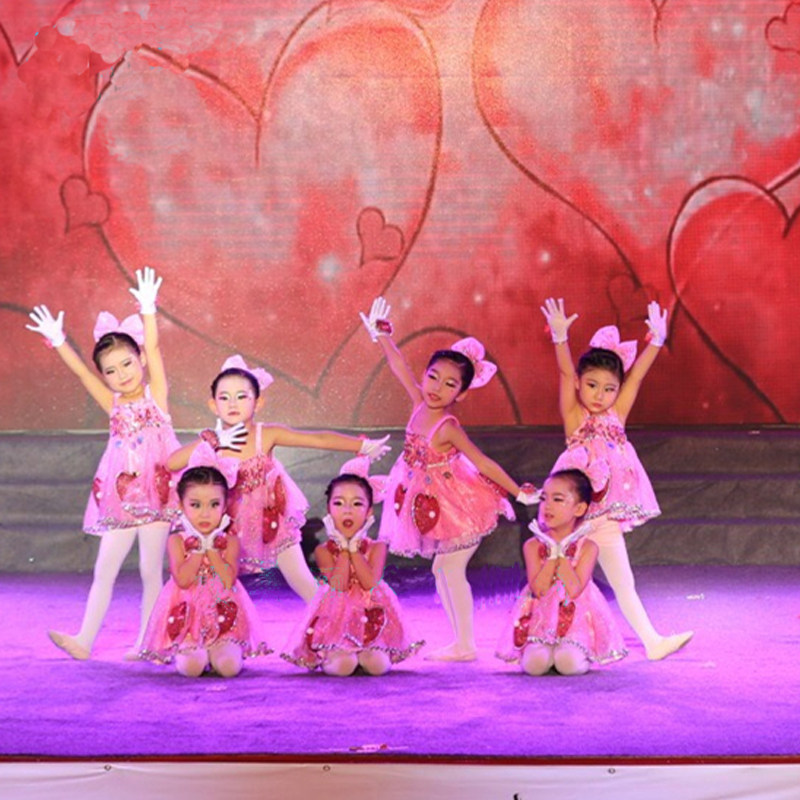 儿童舞蹈一双小小手表演服小荷风采舞台演出服女童蓬蓬粉可爱纱裙,淘宝优惠券,粉丝福利购,淘宝优惠卷