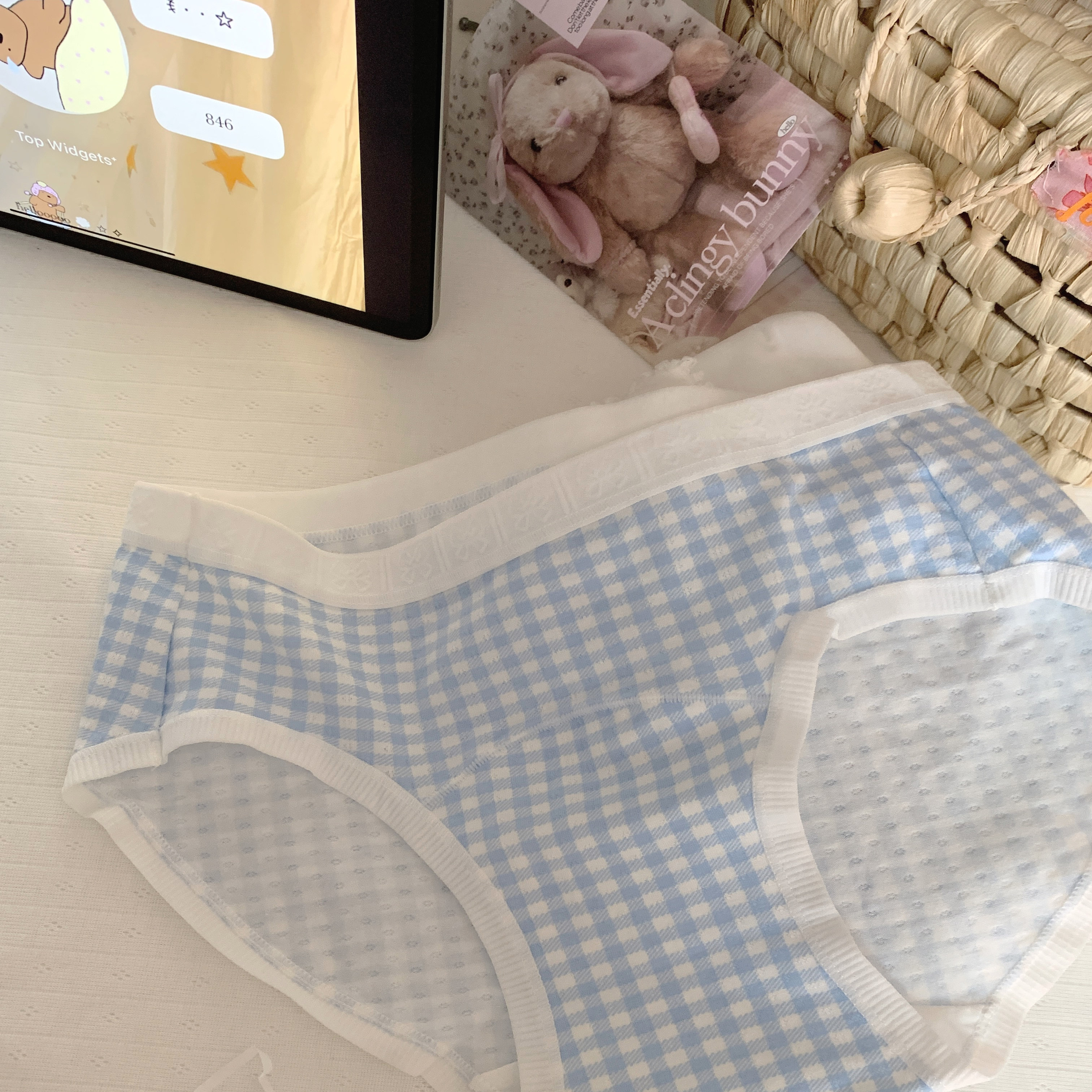 "舒适感"法式甜美少女印花格子舒适纯棉低腰三角内裤抑菌加长底裆,淘宝优惠券,粉丝福利购,淘宝优惠卷