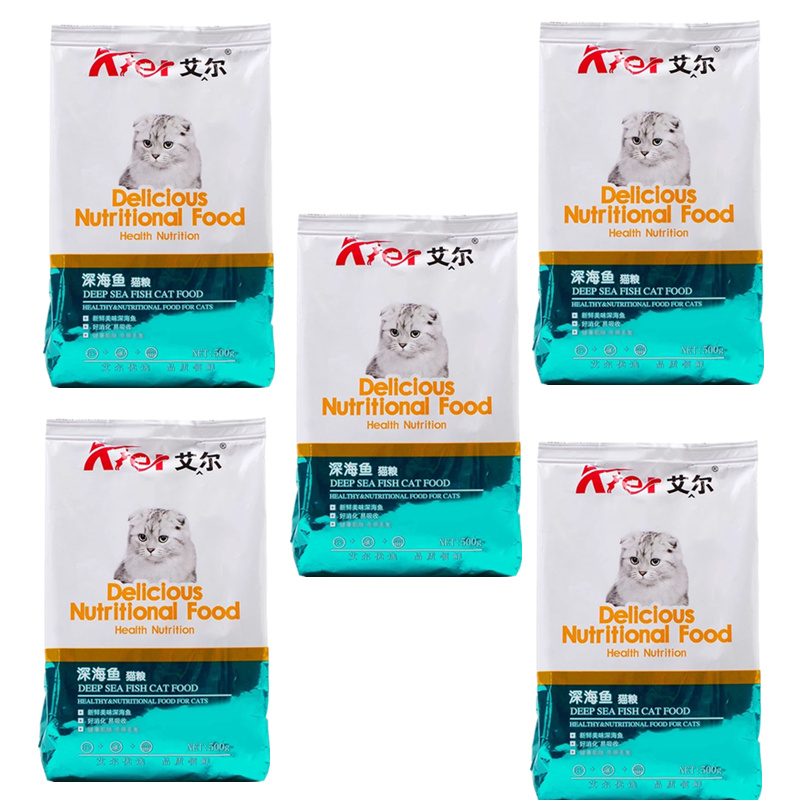 艾尔猫粮500g*5斤深海鱼牛肉鲑鱼成猫幼猫橘猫全阶段通用猫粮10斤-图0