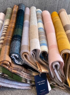 精选澳洲wool纯羊毛格纹围巾英伦经典男女通用情侣款冬季保暖围脖