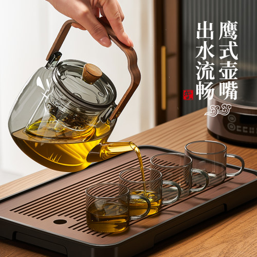 捷安玺玻璃煮茶壶高硼硅提梁烧水壶泡茶家用耐高温电陶炉围炉煮茶 - 图3
