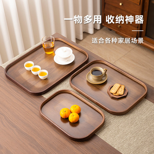 捷安玺日式竹木质家用托盘长方形酒店实木餐盘下午茶甜品点心盘子 - 图3