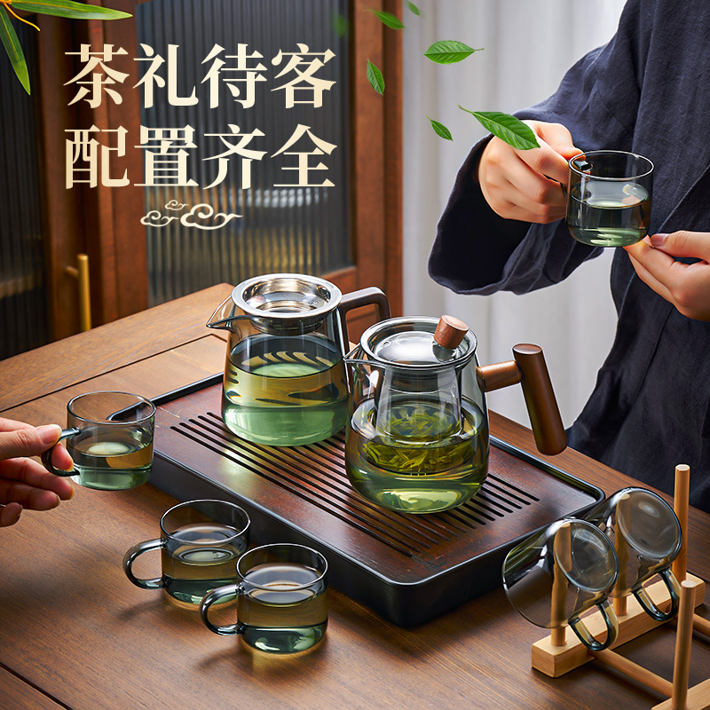 玻璃茶具套装家用茶盘小型耐热泡茶壶轻奢办公室客厅喝茶功夫茶杯 - 图2