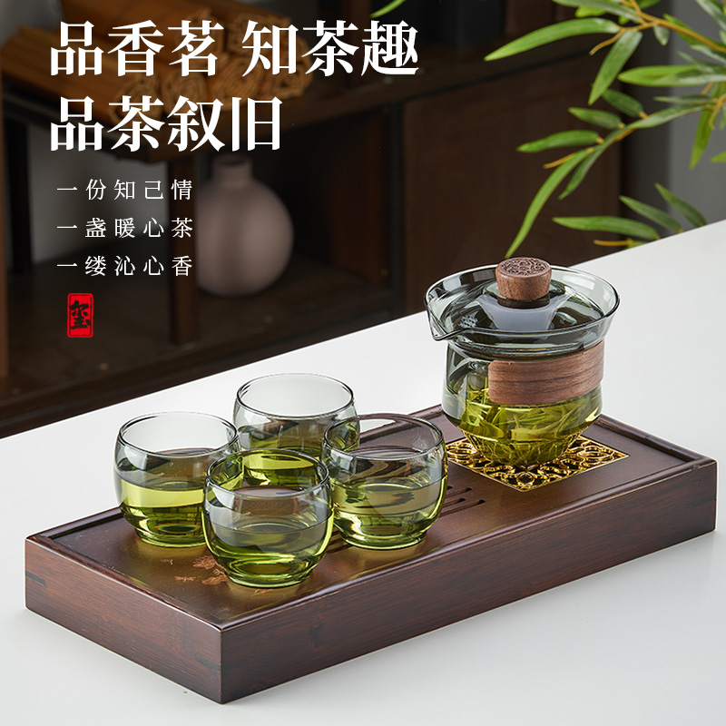 玻璃盖碗茶杯耐热防烫三才大茶碗带盖单个泡茶功夫茶具高档手抓壶