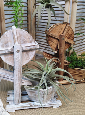 木拾忆杉木自然风花盆摆件