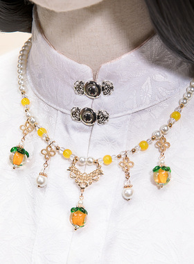 琉璃珠子仿珍珠圆珠链女柿子