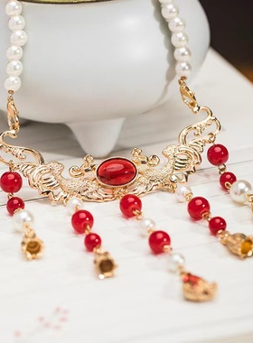 合金仿珍珠圆珠链通用双凤凰