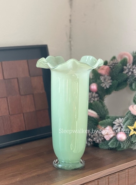 梦露｜清新色系彩色裙摆花边玻璃花瓶原色客厅插花装饰摆件