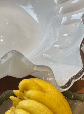 秋拾73｜奶油风玻璃碗 中古荷叶边果盘客厅茶几水果收纳装饰器皿