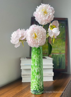 立夏55｜中古风复古绿色花瓶插鲜花茶室客厅装饰摆件