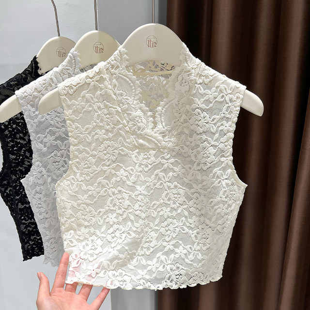 Hollow lace fake collar lace lace V-neck ແບບສັ້ນສໍາລັບແມ່ຍິງ