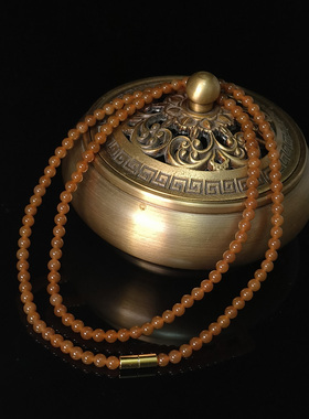 和田玉且末糖玉项链   约13克   尺寸4mm*136粒  周长约52cm