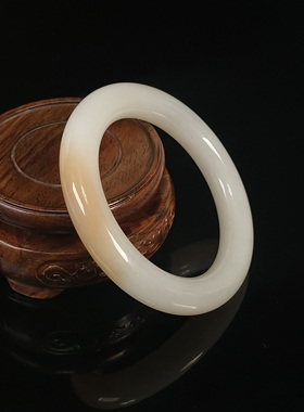 和田玉羊脂白玉手镯（带糖平安镯）内径57.6mm 25091700057