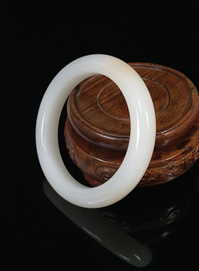 和田玉羊脂白玉手镯（带浅糖平安镯） 内径54.5mm  25091700048