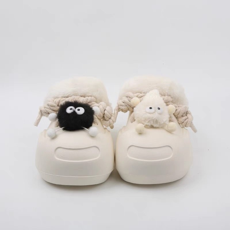 可爱少女棉拖鞋冬季外穿百搭潮流ins洞洞鞋厚底增高可拆洗毛毛鞋,淘宝优惠券,粉丝福利购,淘宝优惠卷