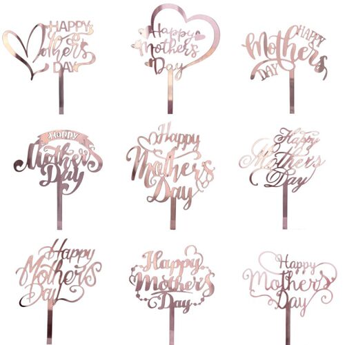 新款英文母亲节快乐蛋糕插牌Happy Mothers Day亚克力装饰插件 - 图1