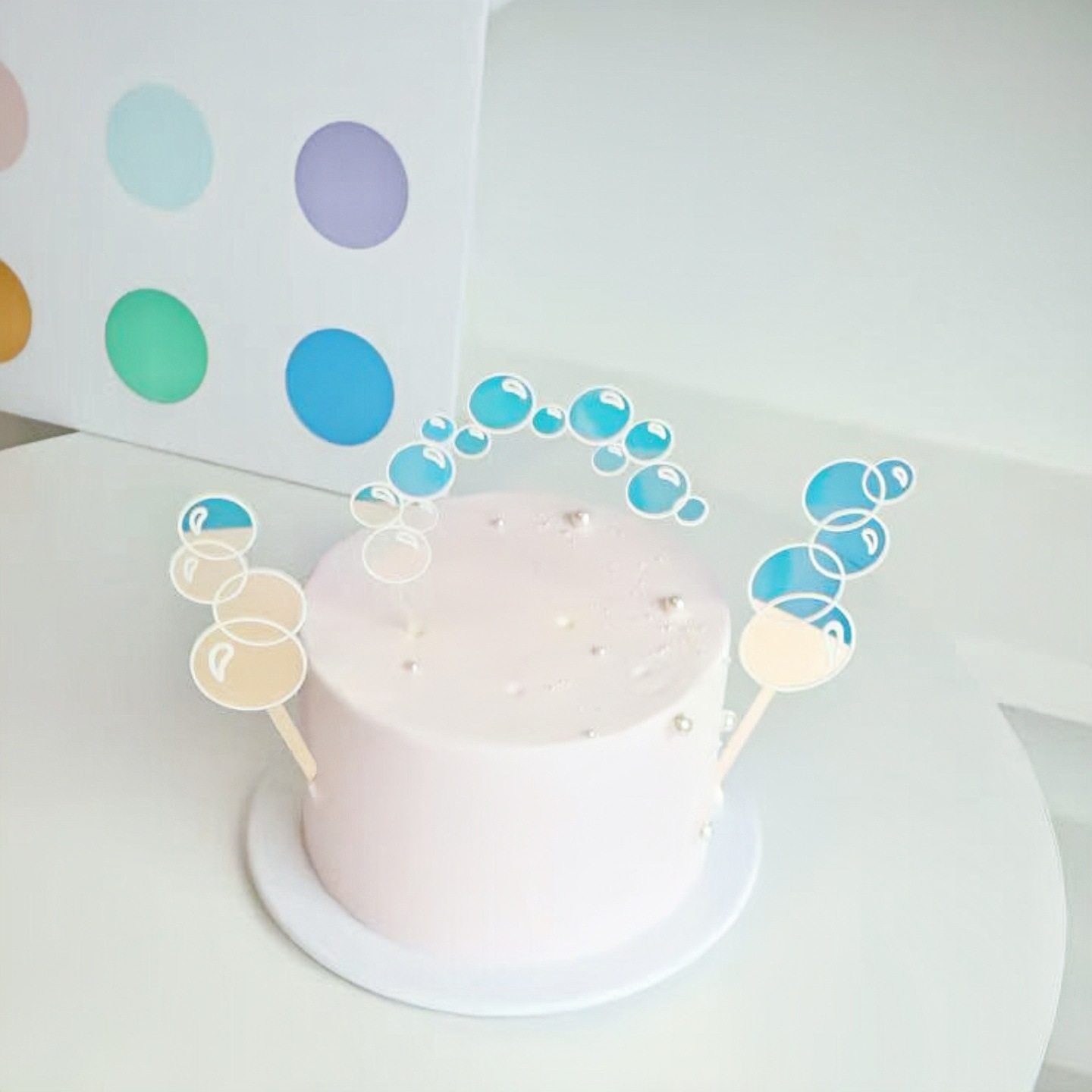 新款ins风幻彩泡泡亚克力蛋糕装饰套装 宝宝生日蛋糕烘焙装扮插件,淘宝优惠券,粉丝福利购,淘宝优惠卷