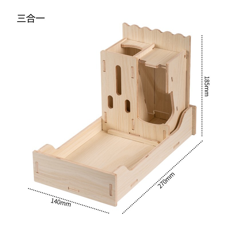 仓鼠喂水器三合一厕所刺猬金丝熊防水木质耐啃咬水樽水壶架喂食器 - 图3