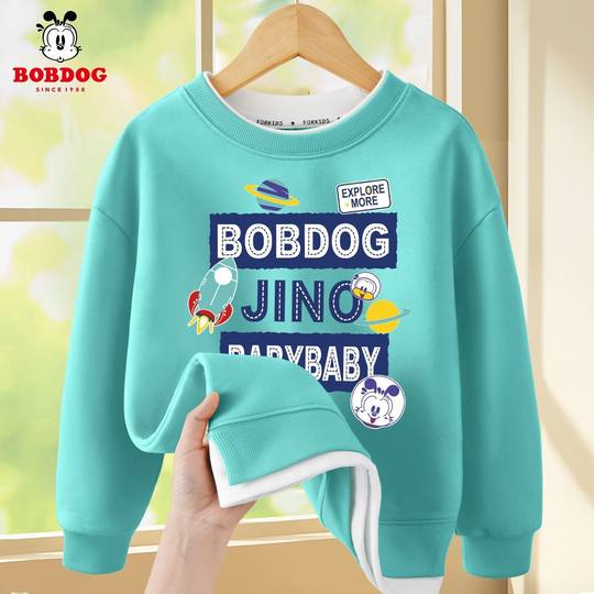 Babudou boys sweatshirt 2024 new fake two-piece handsome casual cartoon children's pullover top spring and autumn trendy