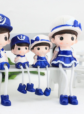 树脂地中海风四口吊脚娃娃摆件