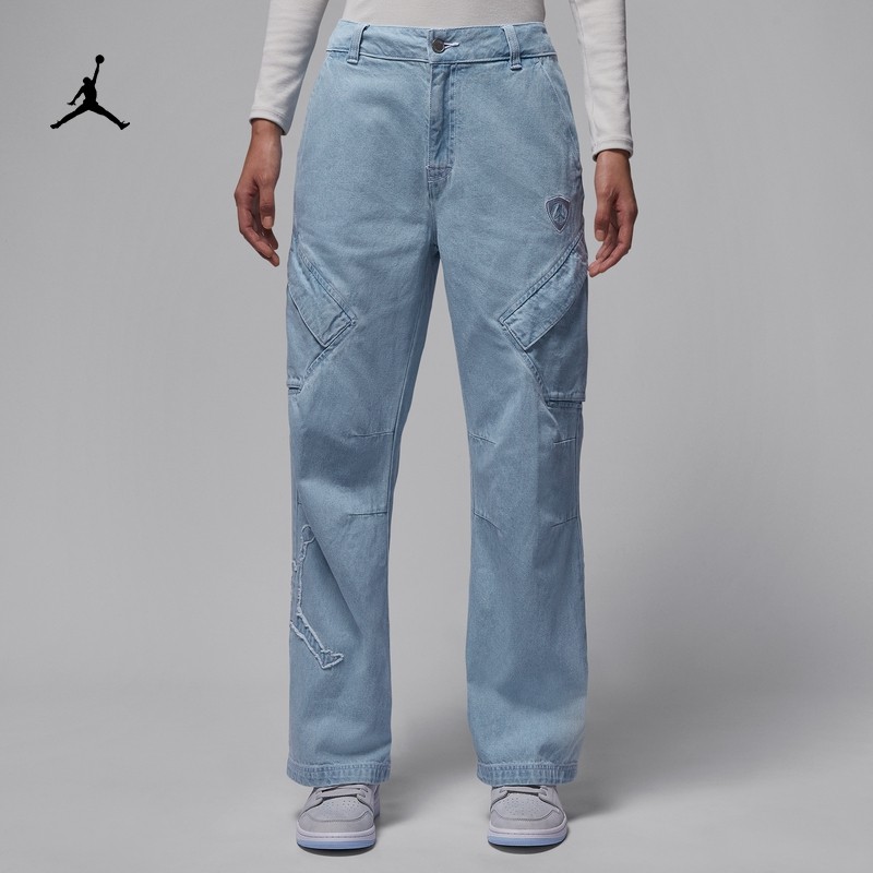 25冬季新款JORDAN耐克乔丹女子时尚纯棉长裤耐穿运动牛仔裤IM9713,淘宝优惠券,粉丝福利购,淘宝优惠卷