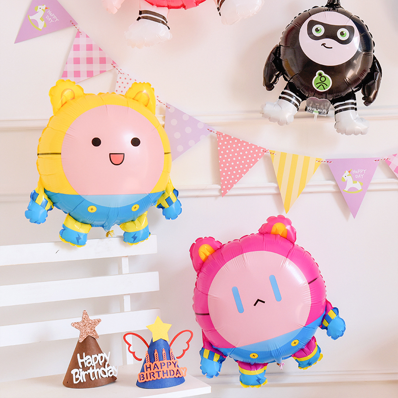 可爱卡通蛋仔派对主题装饰生日布置铝膜气球手持夹片小蛋仔玩具 - 图3