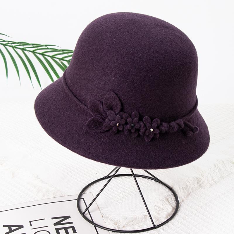 皮卡罗帽子女秋冬季高端保暖百搭气质羊毛可折叠渔夫帽中老年盆帽 - 图2