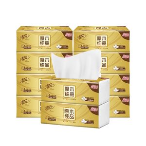 【10点抢】清风金装抽纸3层100抽10包餐巾纸家用实惠装面巾纸