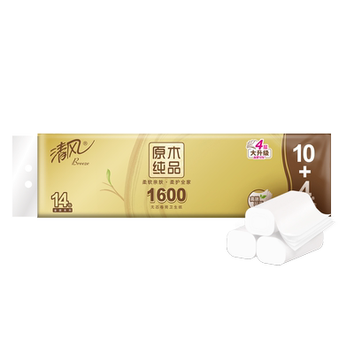 清风金装卷纸无芯4层加厚1600克2提筒纸厕纸家用手纸卫生纸巾ms