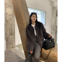 MSBEAST SILENT NORTH ISLAND FINLAND IMPORT KAMPO WHOLE LEATHER FOX FUR STRAW COAT FEMALE WINTER SHORT FUR HAIR