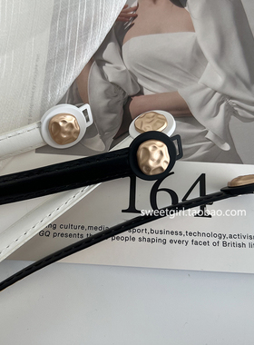 女性圆扣pu人造革合金简约百搭可调节长度