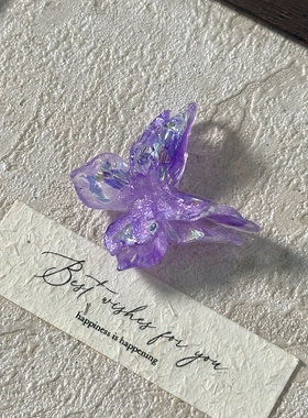 软质镭射幻彩蝴蝶鞋花果冻质感洞洞鞋DIY少女心立体百搭鞋扣配饰