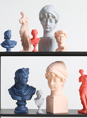 莫兰迪色石膏维纳斯素描人物雕塑