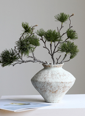 仿真松枝崖柏松湿地松植物绿植禅意新中式桌面插花软装诧寂风造景