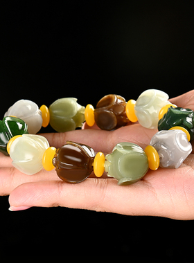 和田玉多宝手链真品莲花男士珠宝