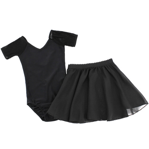 儿童舞蹈服夏季练功服女童芭蕾舞服短袖中国舞拉丁锦纶弹力网体服 - 图3
