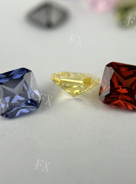 正方倒角车花合成锆石多色组合 彩色裸石镶嵌用主石珠宝人造cz