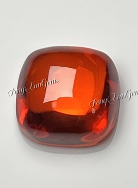 平底素面 桔红色 合成锆石 肥方裸钻 垫形 人造宝石戒面首饰镶嵌