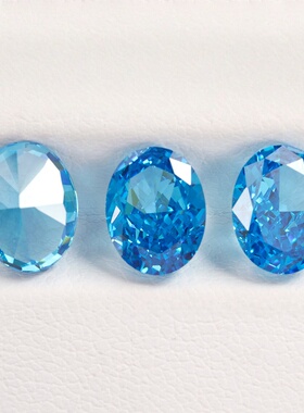 蛋形冰花切锆石海蓝色超闪裸石戒指首饰diy镶嵌用主石轻奢高级感