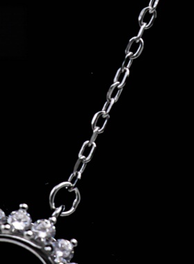 圆形925银戴妃款项链空托围锆代裸石镶嵌18k 首饰DIY项链空托