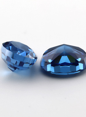 蛋形冰花切锆石深蓝色超闪裸石戒指吊坠首饰镶嵌用主石轻奢高级感