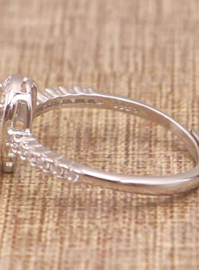 梨形925银戴妃款戒指空托围锆代裸石镶嵌18k金多规格戒指空托活口