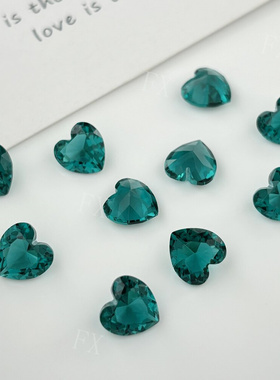 心形彩色玻璃组合 桃心形刻面尖底珠宝镶嵌用主石混色玻璃裸石diy