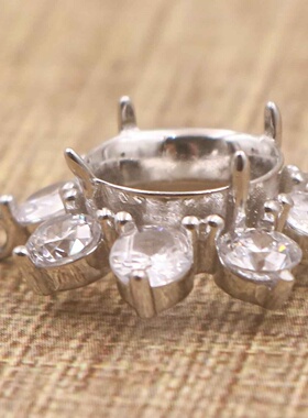 圆形925银戴妃款手链空托围锆代裸石镶嵌18k金多规格首饰手链空托